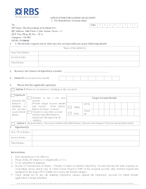 Demat Account Closure Request Form RBS in