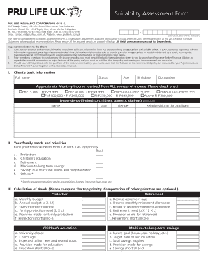 Suitability Form Pru Life