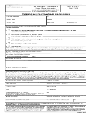 US Department of Commerce Form BXA 711
