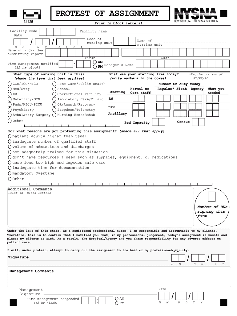 Nysna Protest of Assignment  Form