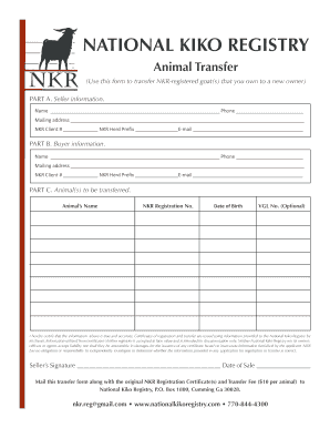 Animal Transfer Form