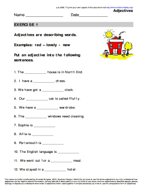 Adjective Exercise  Form