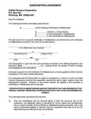 Subscription Agreement  Form