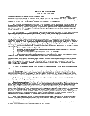 NCRC CLEAN Live Work Loft Addendum Business Unit 021411doc Nationalcore  Form