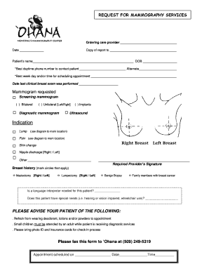 Mammogram Order Form