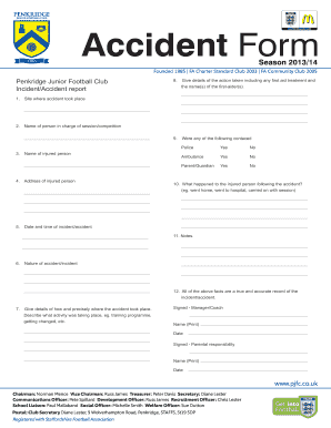 Accident Form Click Penkridge Junior Football Club