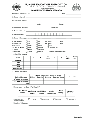 Pef School Registration Form