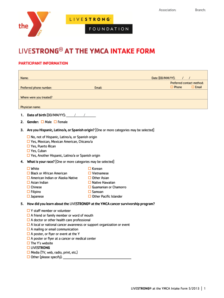  Ymca Intake 2013-2024