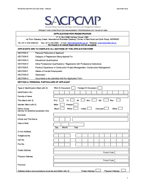 REGISTRATION APPLICATION FORM CPMCM