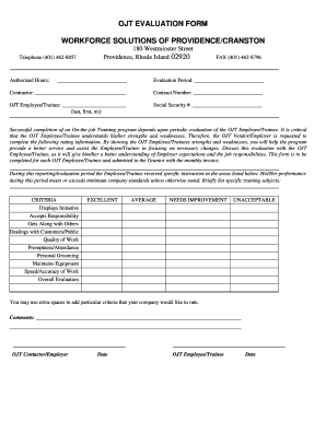 Ojt Evaluation Form