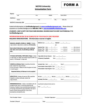 Mcphs Immunization Form