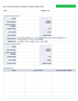 Tax Preparer Client Questionnaire Template  Form