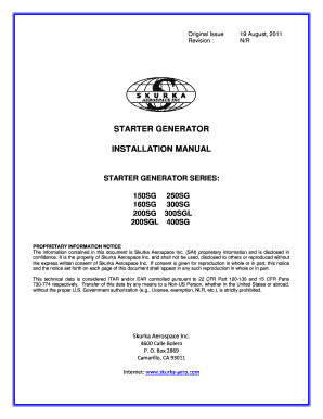 STARTER GENERATOR INSTALLATION MANUAL Aviaquip Aviaquip Com  Form