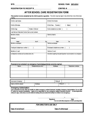 After School Registration Form