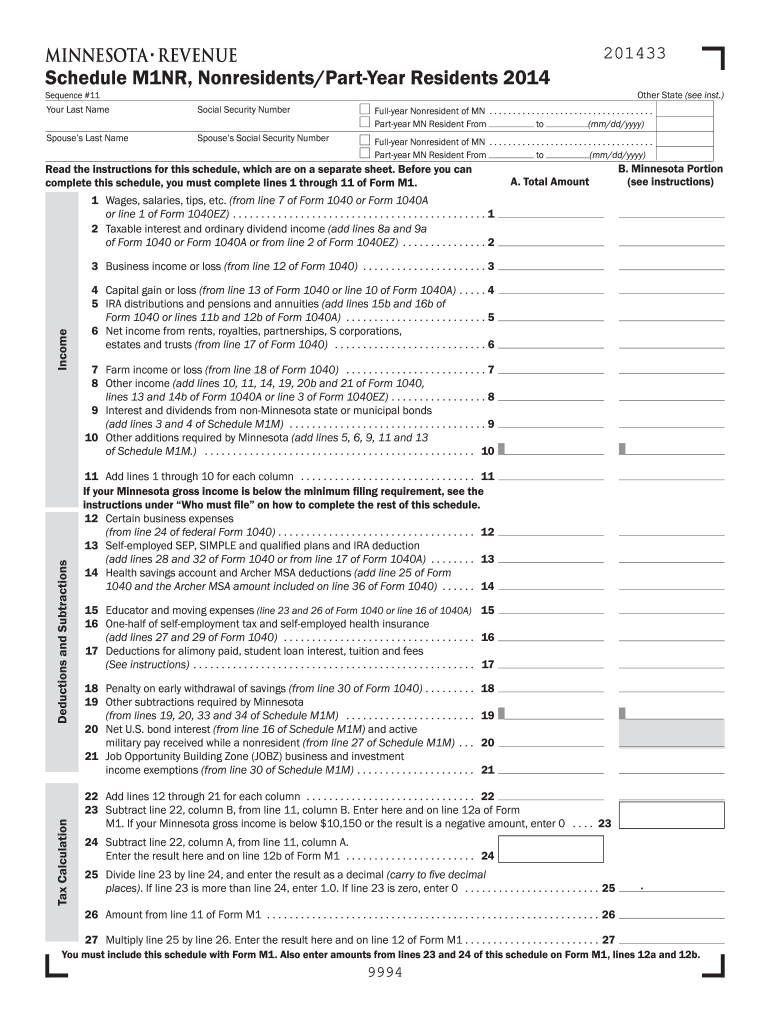  Minnesota M1nr Form 2020