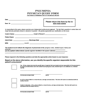 Physician Query Template  Form