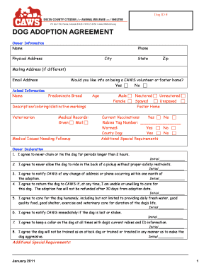 Dog Adoption Contract Template  Form