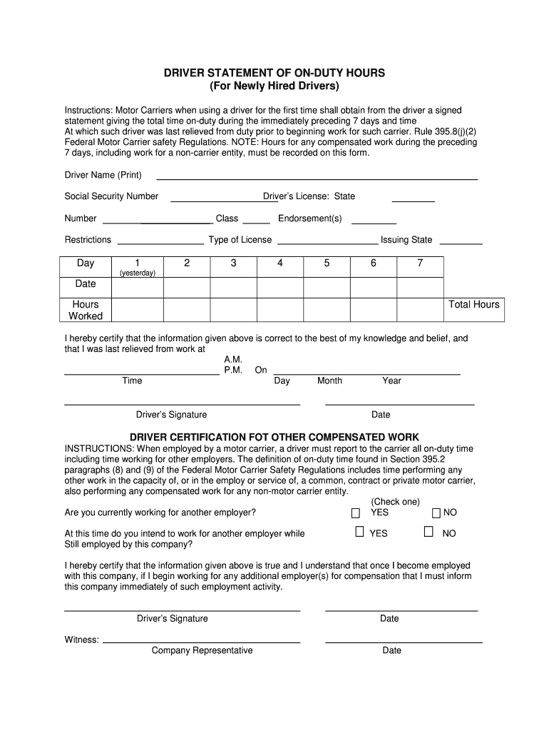 Driver Statement  Form