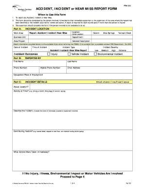 Near Miss Report in Word Format