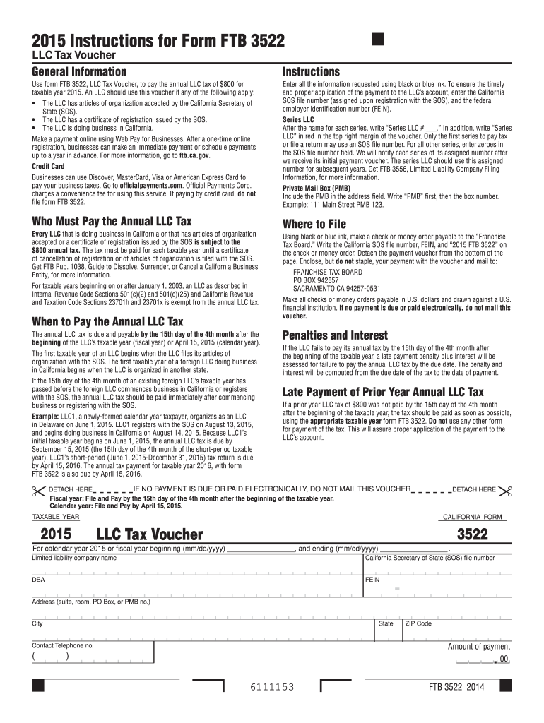 Form 3522 LLC Tax Voucher 8 418 Ftb Ca