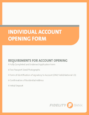 Fidelity Bank Account Opening Form