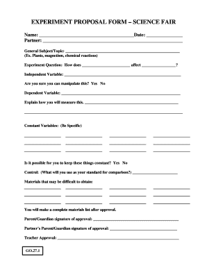 Science Fair Proposal  Form