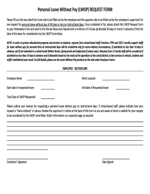 Leave Without Pay Application Form