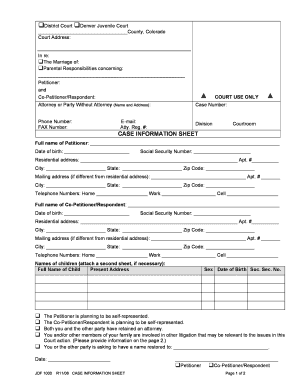 JDF 1000 Case Information Sheet DOC