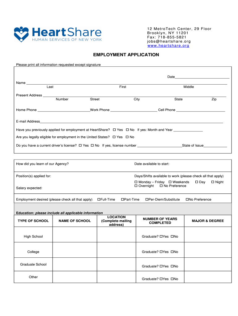 Heartsharejob Application  Form