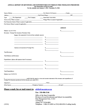 Annual Report on Revenues and Expenditures of Foreign Fire Insuracne Premiums  Form