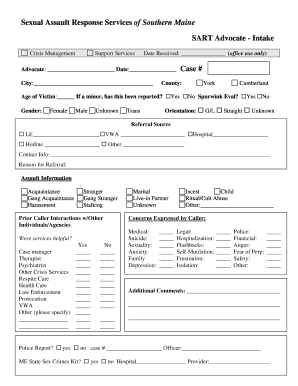 SART Advocate Intake Form DOC Designlayout Jrsainfo