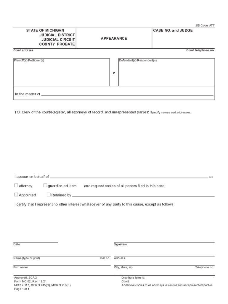  Distribution of Form Appeals to Courts Michigan Gov 2021-2024