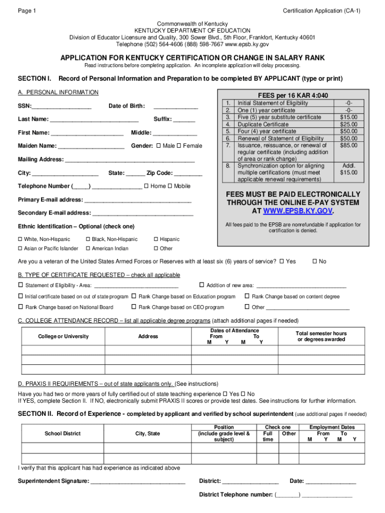 Page 1Certification Application CA1 Commonwealth  Form