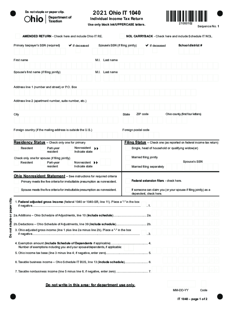 It NRS Ohio Nonresident Statement Fill Out and Sign Printable PDF