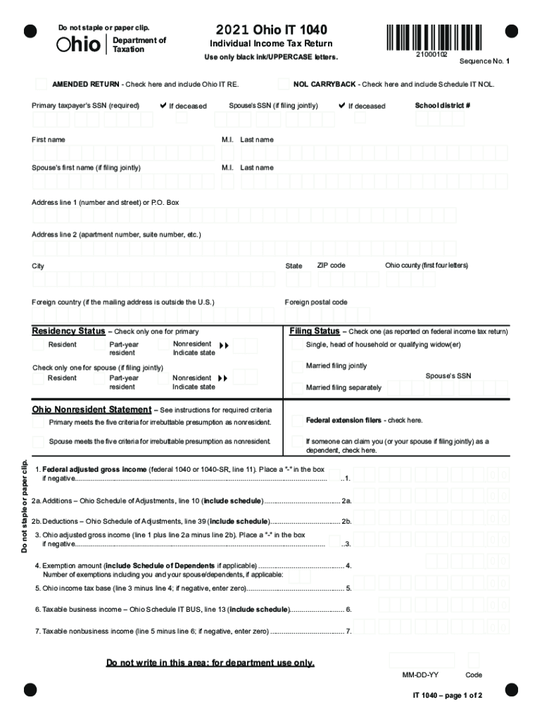  it NRS Ohio Nonresident Statement 2021