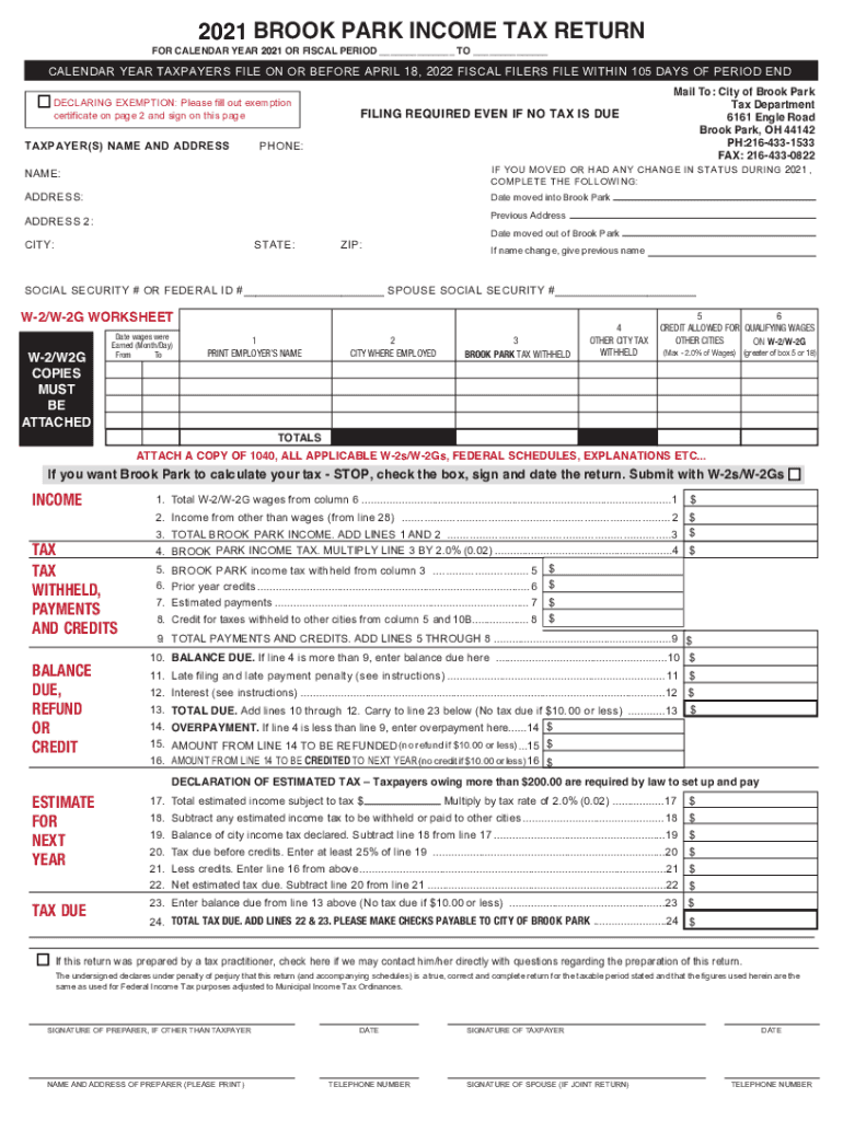  Ohio Income Tax Return Form 2021