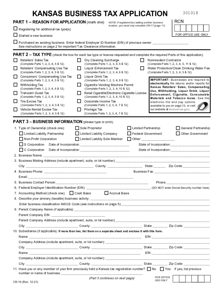  Fillable Online KANSAS BUSINESS TAX APPLICATION PART 1 Fax 2021