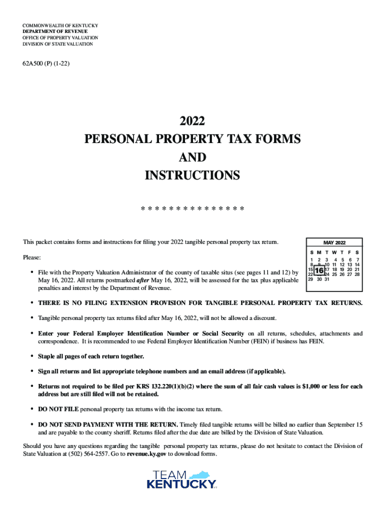 PERSONAL PROPERTY TAX FORMS and INSTRUCTIONS