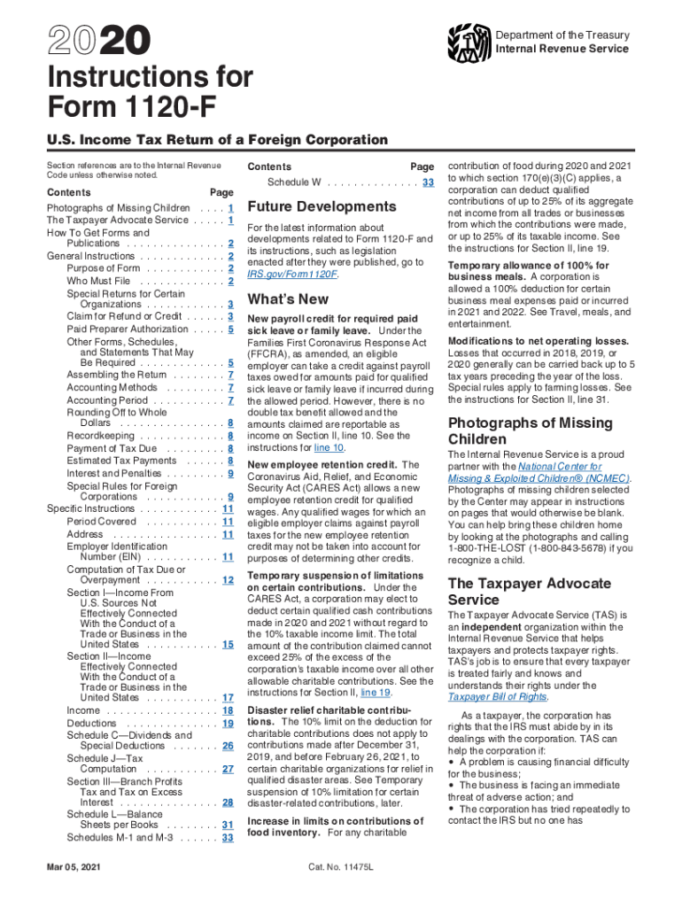  Instructions Income Tax Return Corporation 2020