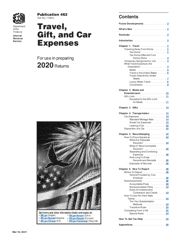  Irs Publication 463 Travel Car Expenses 2020