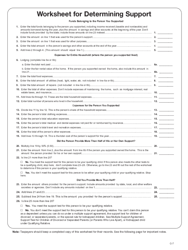 Determining Support  Form