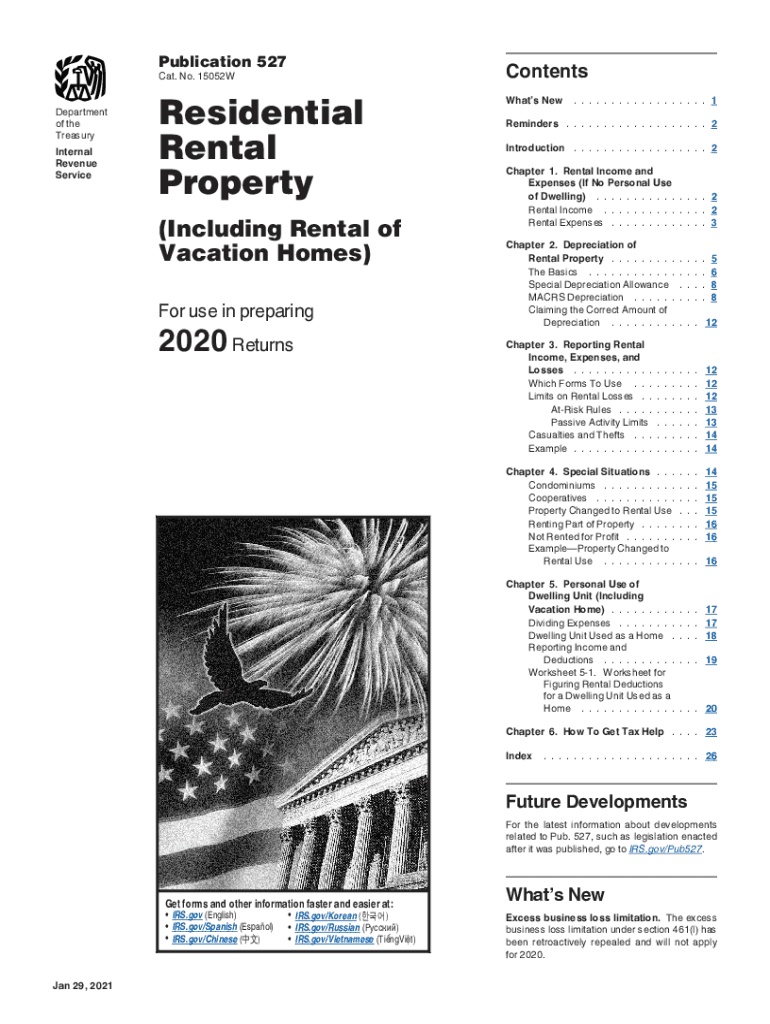 Get and Sign Irs Publication 527 Rental  Form