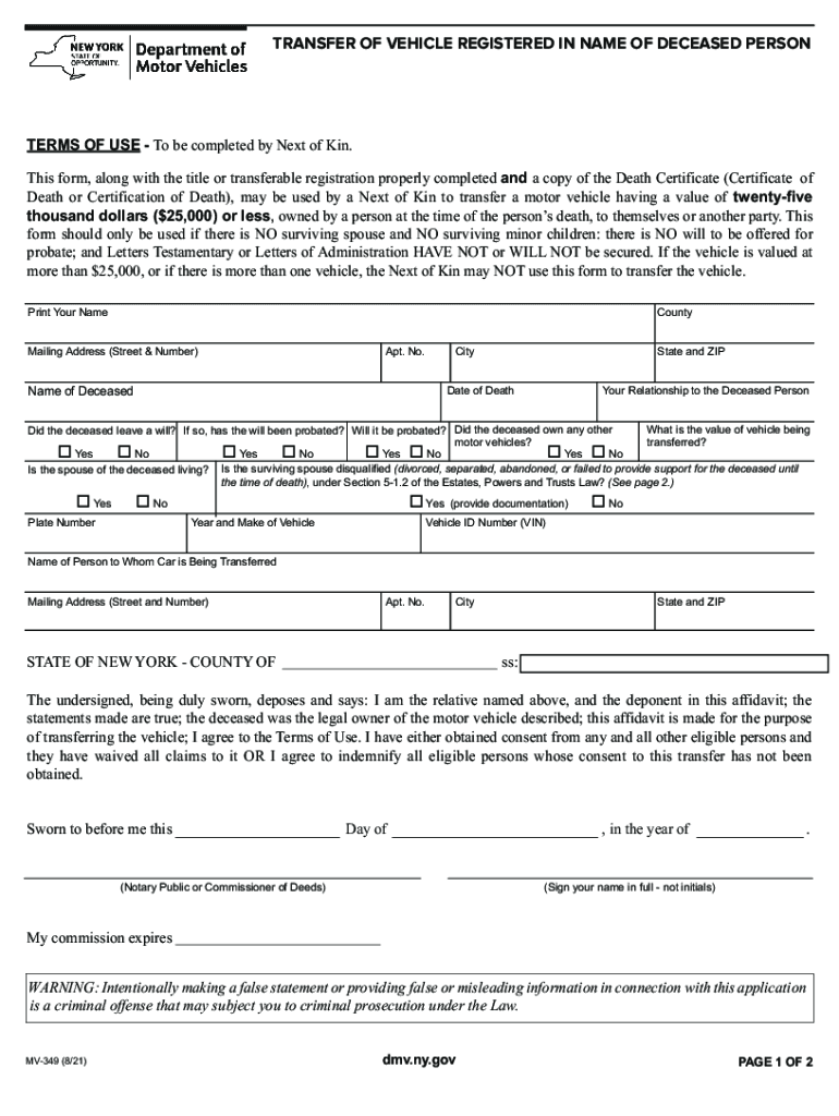 Department of Motor Vehicles New York DMV  Form
