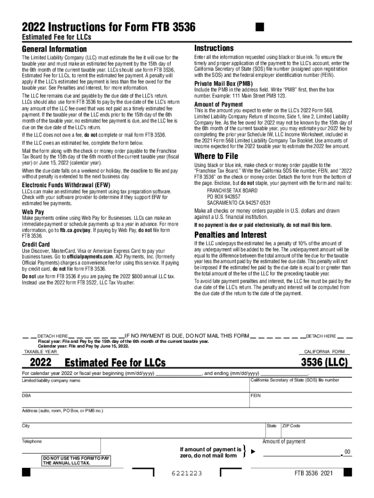  Instructions for Form FTB 3522 LLC Tax Voucher 2022