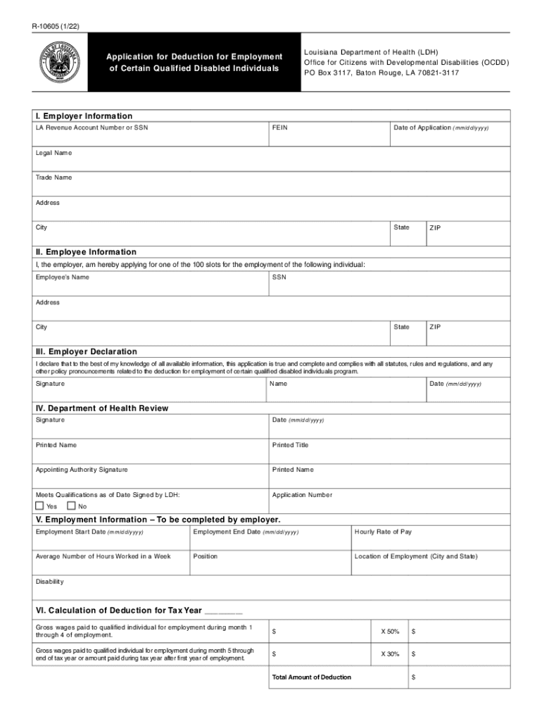  Application for Deduction for Employment of Certain 2022