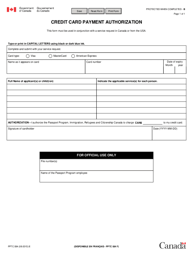 Credit Card Payment Authorization Form