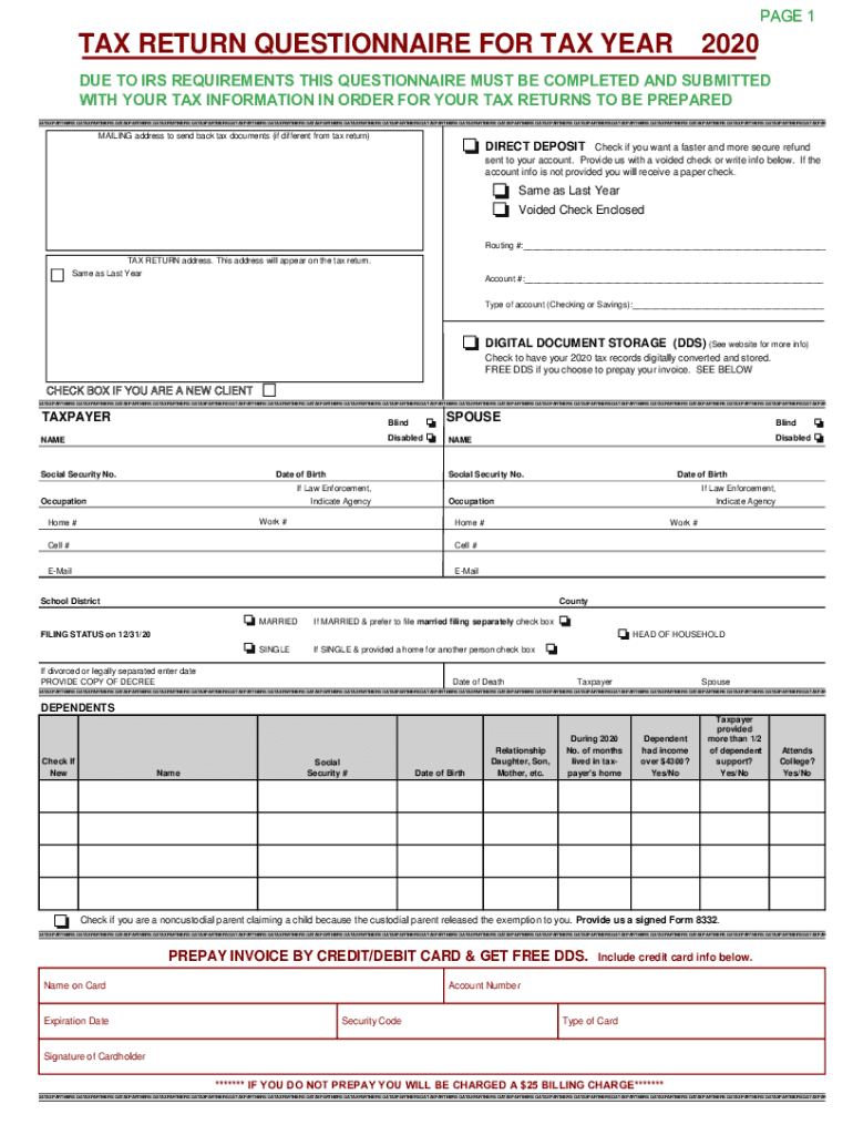  Fillable Online Please Complete This Questionnaire as it 2020