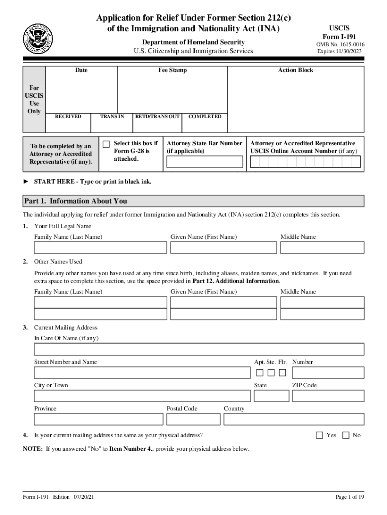 Section 212 Nationality Act  Form