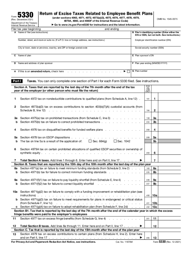  About Form 5330, Return of Excise Taxes Related to 2021