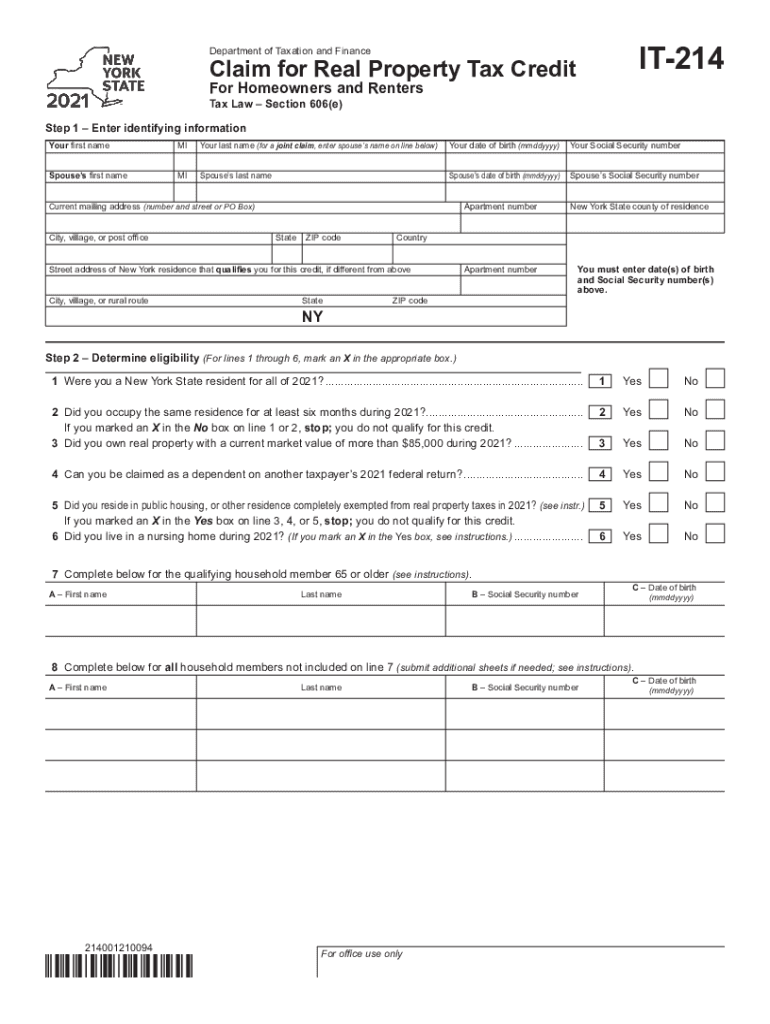  PDF Form it 214 Claim for Real Property Tax Credit for Homeowners 2021